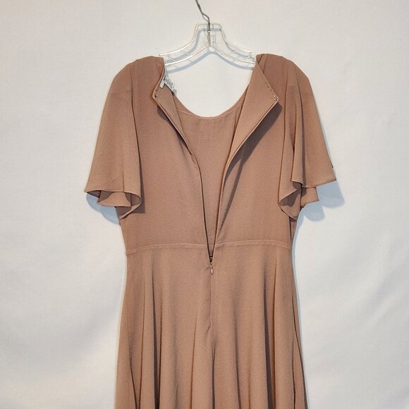 Bar III Tan/Beige Cocktail Dress with Flowy Sleeves - Large - Picture 3 of 10